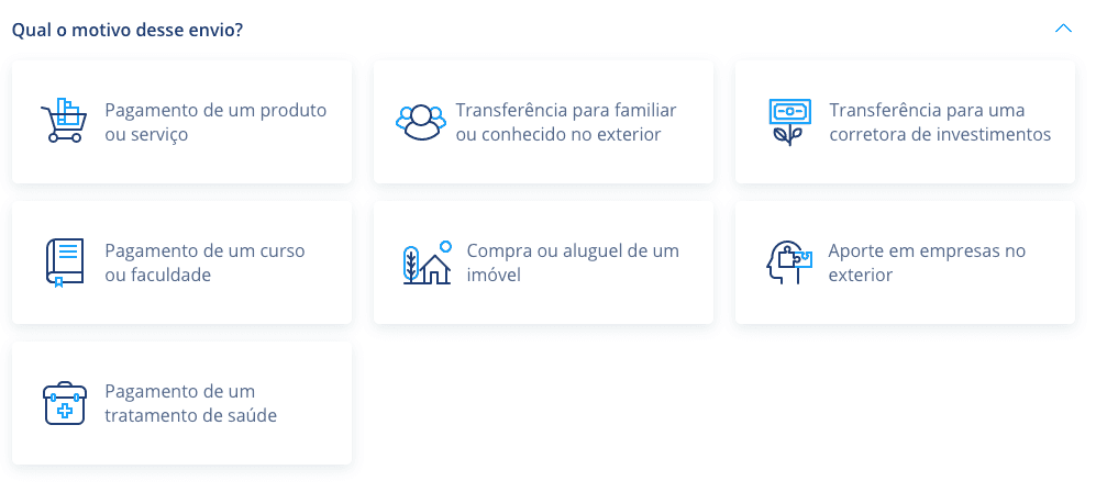 Motivo de envio Remessa online