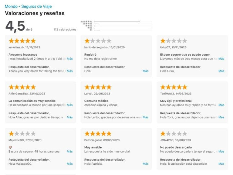 Opiniones de Mondo Seguros en Apple App Store