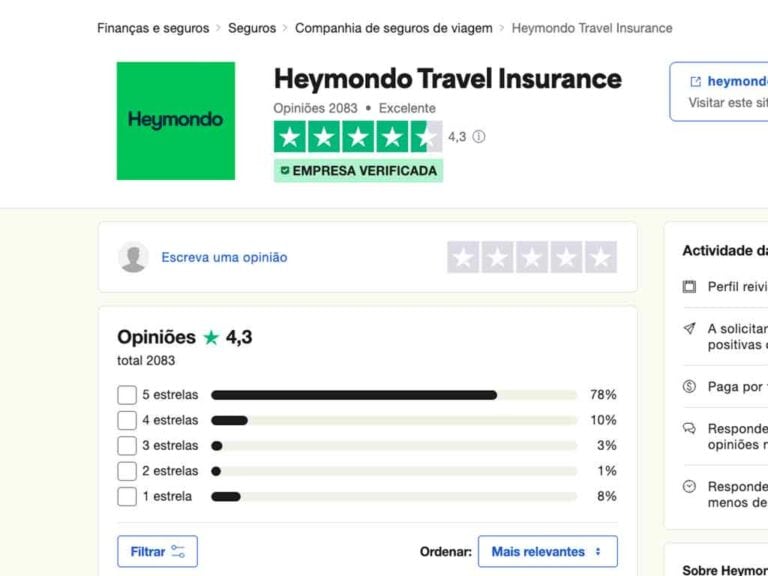 Opiniões Heymondo em Trustpilot