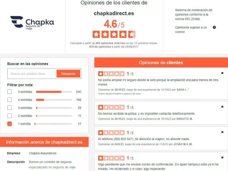 Opiniones negativas de Chapka Seguros en Opiniones Verificadas