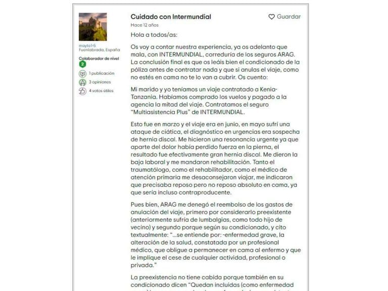 Opiniones negativas de InterMundial en Tripadvisor