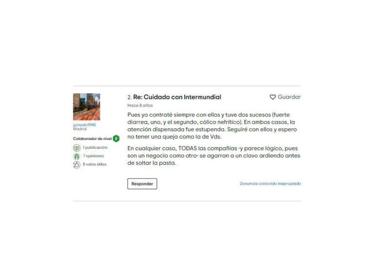 Opiniones positivas de InterMundial en Tripadvisor