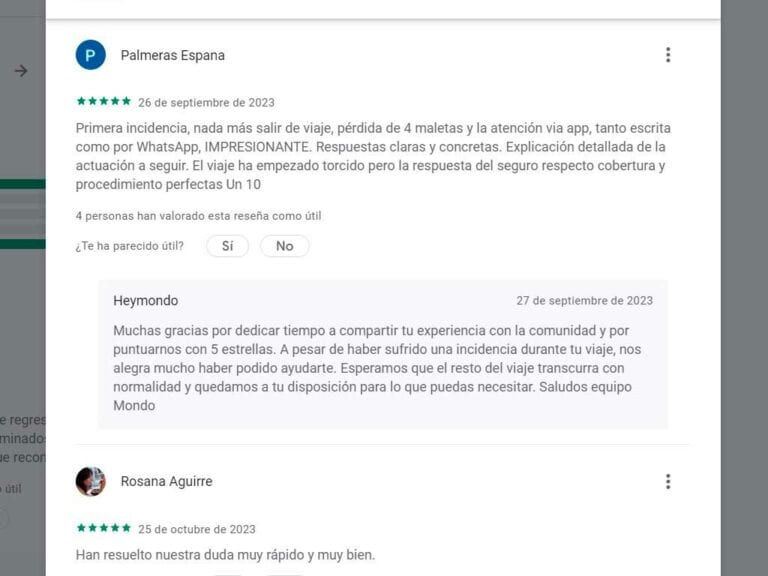 Opiniones positivas de Mondo Seguros en Google Play Store