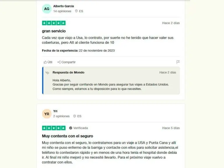 Opiniones positivas de Mondo Seguros en TrustPilot