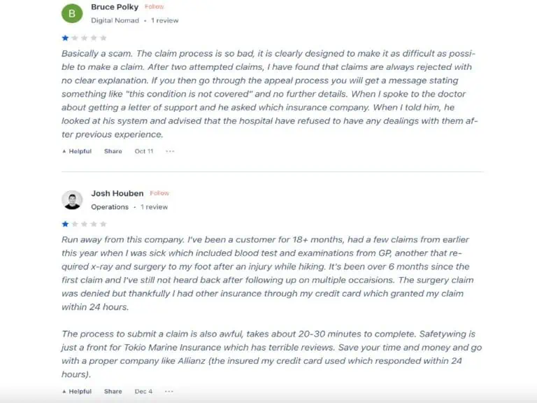 Safetywing reviews in 2025: Nomad Insurance Essential and Complete 5