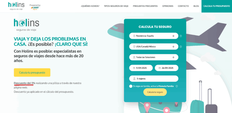 Codigo descuento Holins seguros de viaje