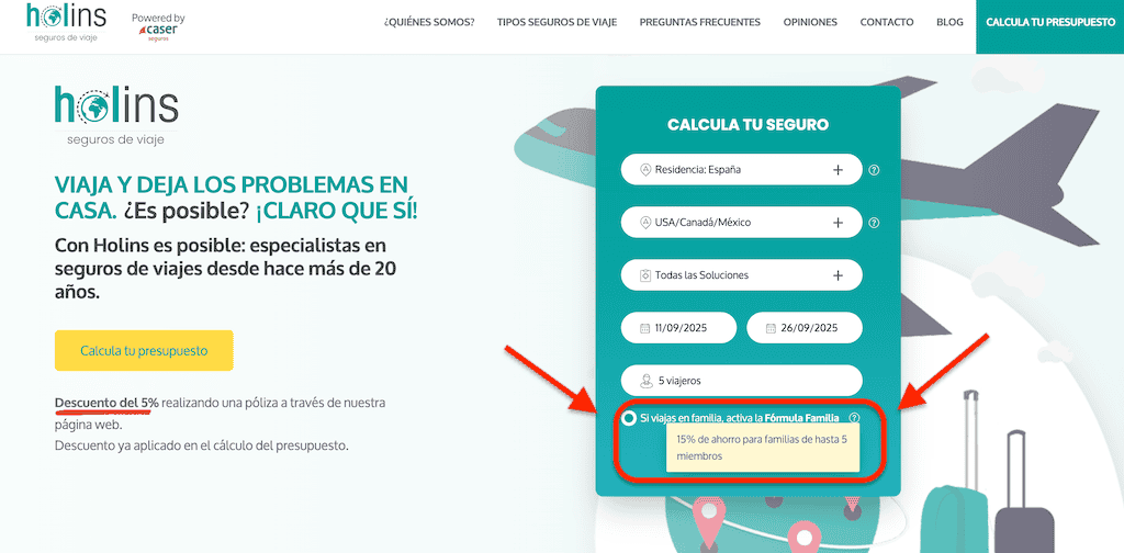 Holins seguros de viaje Familia
